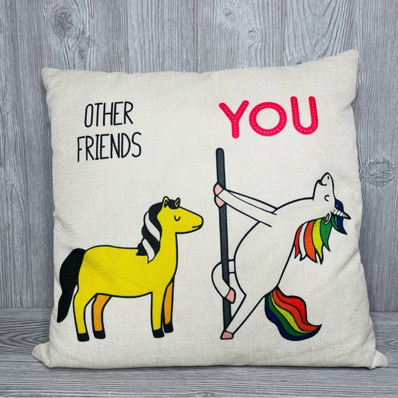 Unique unicorn pillow and cover pole dancing unicorn and horse friendship pillow - Picture 3 of 5
